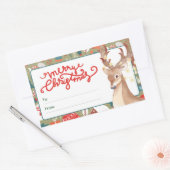 Sticker Rectangulaire Cute Reindeer Merry Christmas Lights (Enveloppe)