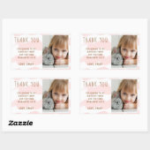 Sticker Rectangulaire Cute rose Vague Aquarelle fille Merci photo (Feuille)
