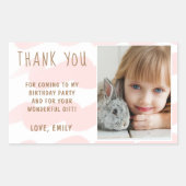 Sticker Rectangulaire Cute rose Vague Aquarelle fille Merci photo (Devant)