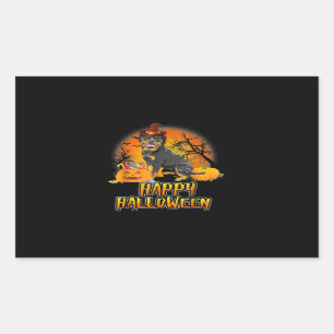 Sticker Rectangulaire Cute Rottweiler Happy Halloween Chien Drôle Amate
