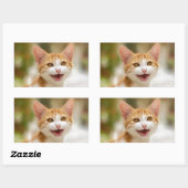 Sticker Rectangulaire Cute Smiling Kitten Face Funny Cat Meow (Feuille)