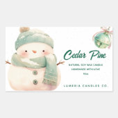 Sticker Rectangulaire Cute Snowman Cedar Pine Design bougie (Devant)