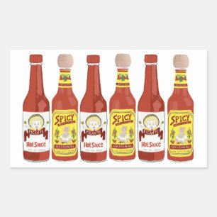 Sticker Rectangulaire Cute Spicy Chats sauces chaudes illustration blanc