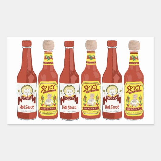 Sticker Rectangulaire Cute Spicy Chats sauces chaudes illustration blanc (Devant)