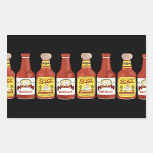 Sticker Rectangulaire Cute Spicy Chats sauces chaudes illustration noir