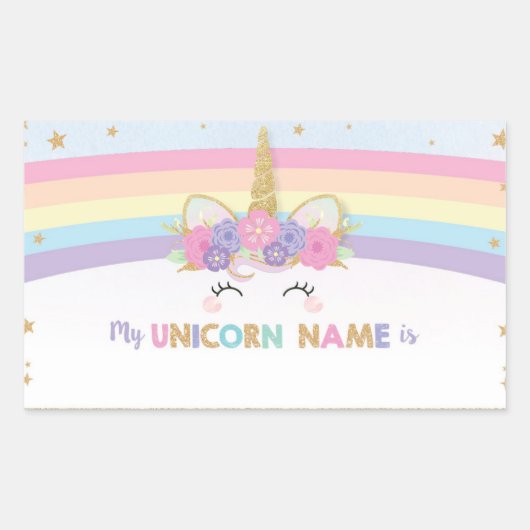Sticker Rectangulaire Cute Unicorn What is Your Unicorn Name Game (Devant)