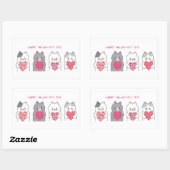 Sticker Rectangulaire Cute Valentine's Day Chats (Feuille)