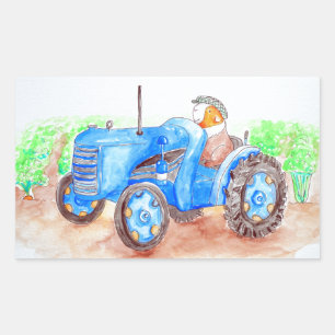 Sticker Rectangulaire Cutie l'agriculteur Guinée Peinture de porc