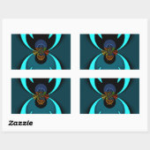 Sticker Rectangulaire Cyan Abstrait Art Print (Feuille)