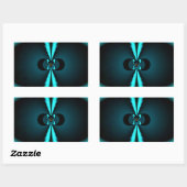 Sticker Rectangulaire Cyan et Black Abstrait Art Print (Feuille)
