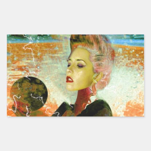 Sticker Rectangulaire Cyborg électrique (Devant)