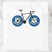 Sticker Rectangulaire Cyclisme sous le drapeau du Connecticut (Sac)