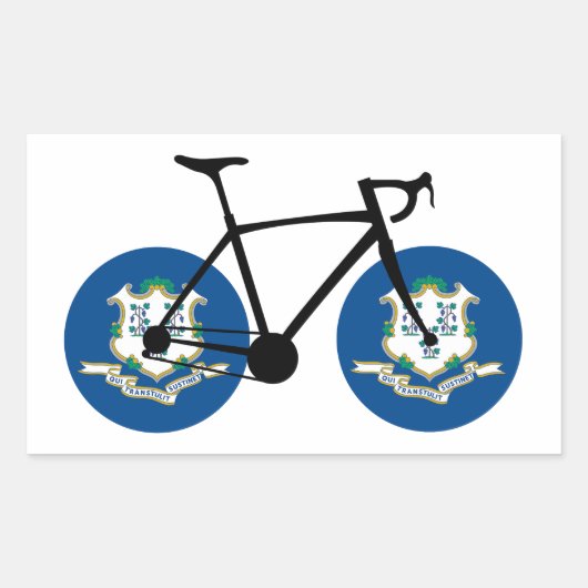Sticker Rectangulaire Cyclisme sous le drapeau du Connecticut (Devant)