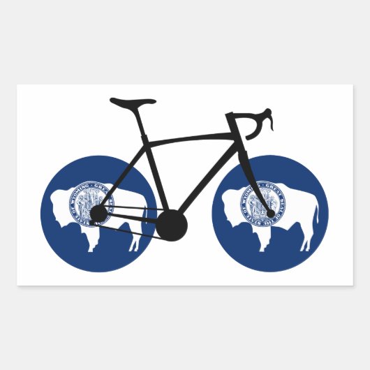 Sticker Rectangulaire Cyclisme sous le drapeau du Wyoming (Devant)
