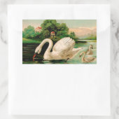 Sticker Rectangulaire Cygne vintage dans le lac (Sac)