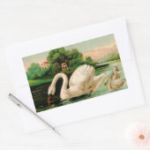 Sticker Rectangulaire Cygne vintage dans le lac (Enveloppe)