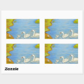 Sticker Rectangulaire Cygnes (Feuille)