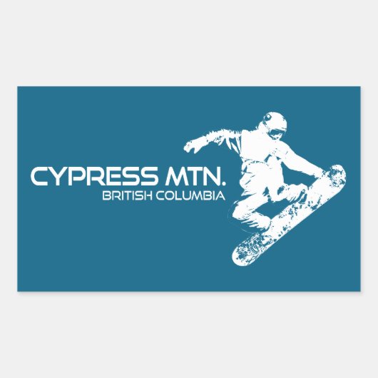 Sticker Rectangulaire Cypress Mountain British Columbia Snowboarder (Devant)