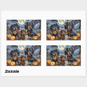 Sticker Rectangulaire Dachshund Halloween Éffrayant (Feuille)