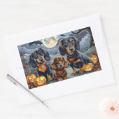 Sticker Rectangulaire Dachshund Halloween Épouvantable (Enveloppe)