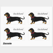 Sticker Rectangulaire dachshund noir (Feuille)