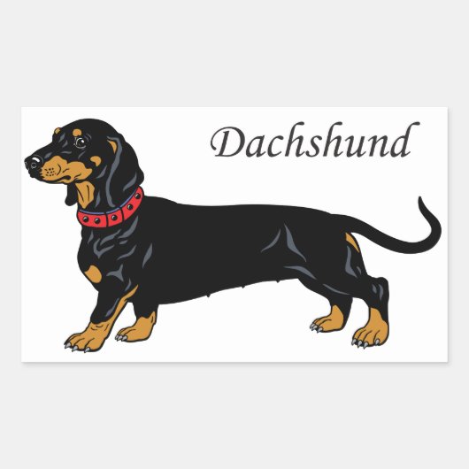 Sticker Rectangulaire dachshund noir (Devant)