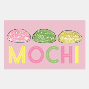 Sticker Rectangulaire Daifuku Mochi Nouvel An Japonais Gâteau de riz