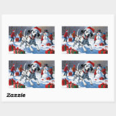 Sticker Rectangulaire Dalmatienne coule dans la neige avec Casquette de  (Feuille)