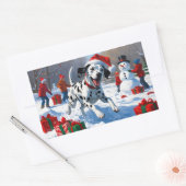 Sticker Rectangulaire Dalmatienne coule dans la neige avec Casquette de  (Enveloppe)