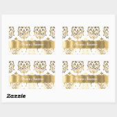Sticker Rectangulaire Damas blanc et or (Feuille)