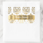Sticker Rectangulaire Damas blanc et or (Sac)