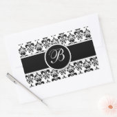 Sticker Rectangulaire Damas noir (Enveloppe)