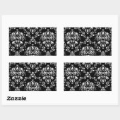 Sticker Rectangulaire Damas noir et blanc (Feuille)