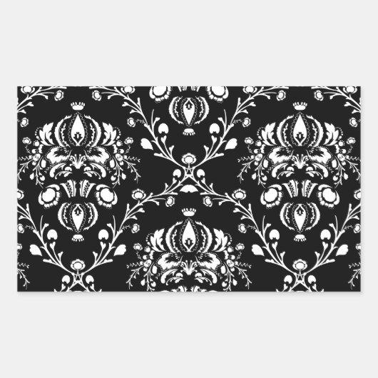 Sticker Rectangulaire Damas noir et blanc (Devant)