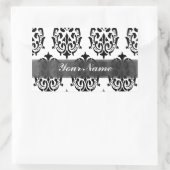 Sticker Rectangulaire Damas noir et blanc (Sac)