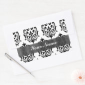 Sticker Rectangulaire Damas noir et blanc (Enveloppe)