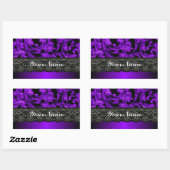 Sticker Rectangulaire Damas noir et violet (Feuille)