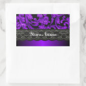 Sticker Rectangulaire Damas noir et violet (Sac)