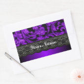 Sticker Rectangulaire Damas noir et violet (Enveloppe)