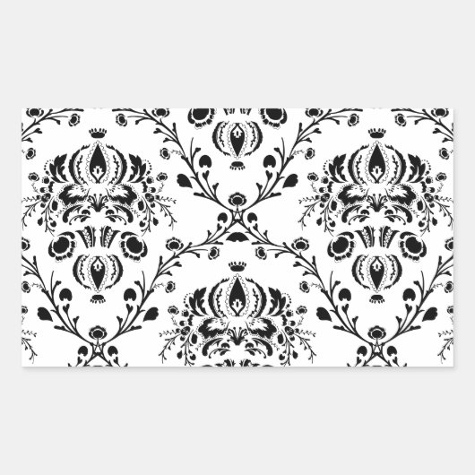 Sticker Rectangulaire Damask blanc et noir (Devant)