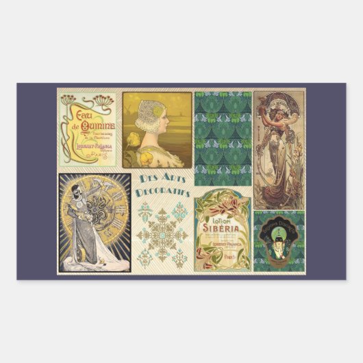 Sticker Rectangulaire Dames Art Nouveau (Devant)