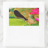 Sticker Rectangulaire Damselfly et Rose (Sac)
