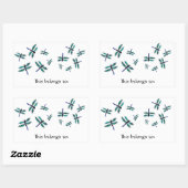 Sticker Rectangulaire Dancing Blue Dragonfly Art (Feuille)