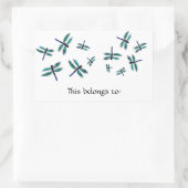 Sticker Rectangulaire Dancing Blue Dragonfly Art (Sac)