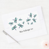Sticker Rectangulaire Dancing Blue Dragonfly Art (Enveloppe)