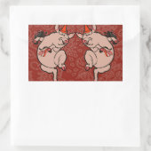 Sticker Rectangulaire Dancing Pig Antique Cute Danseuse (Sac)