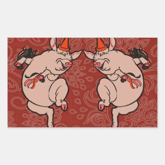 Sticker Rectangulaire Dancing Pig Antique Cute Danseuse (Devant)