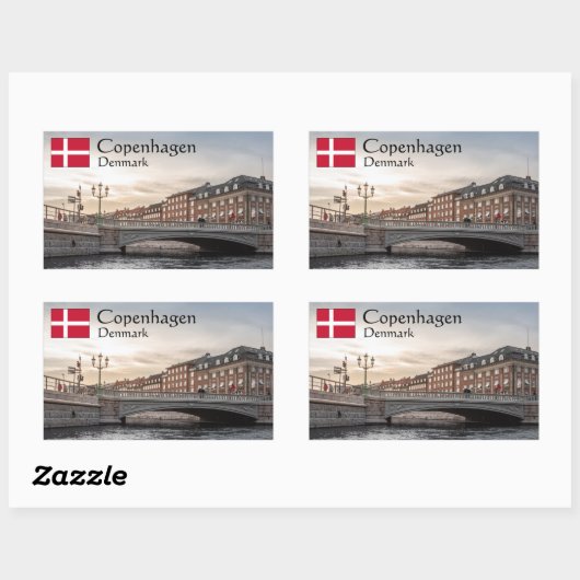 Sticker Rectangulaire Danemark Copenhague (Feuille)