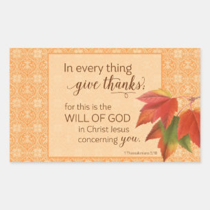Sticker Rectangulaire Dans Toutes Les Choses Remercient - 1 Thes. 5:18