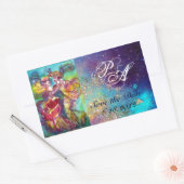 Sticker Rectangulaire DANSE CARNAVALE / Monogramme de balle masquée véni (Enveloppe)